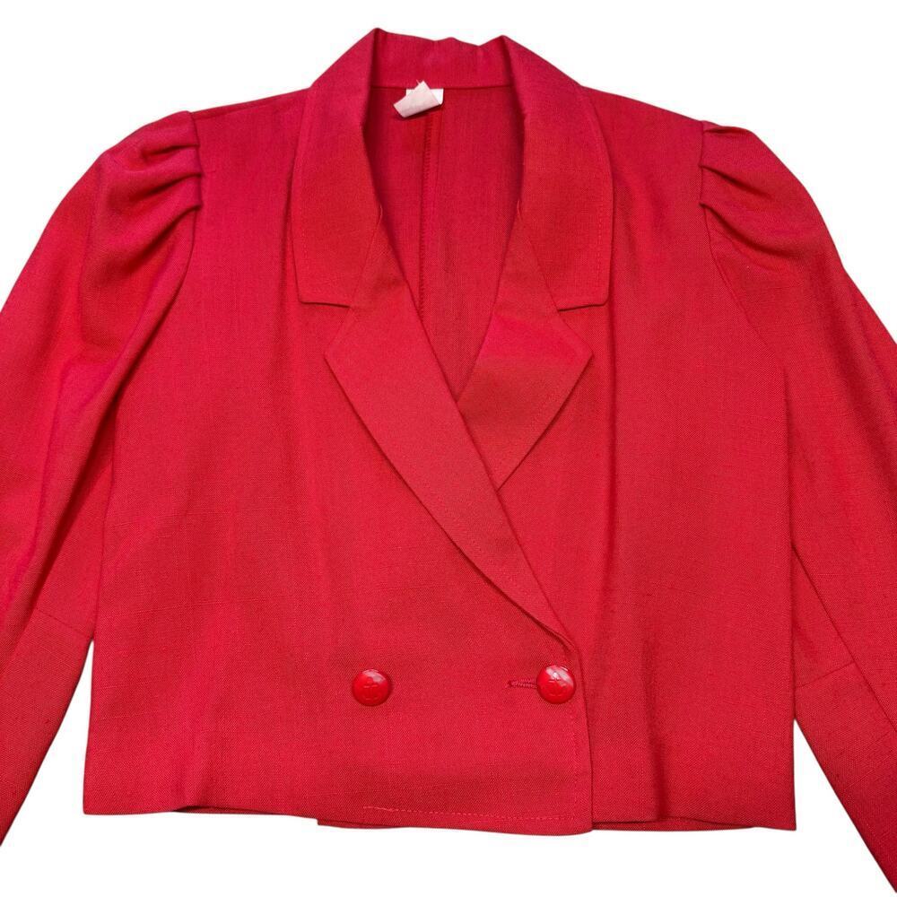 Vintage 1950s / 1960s red crop blazer with puff shoulders XS - Picture 4 of 9
